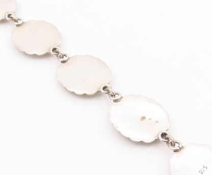 925 Sterling Silver Vintage Bracelet SOUTHWESTERN Floral Concho Link  BT12201