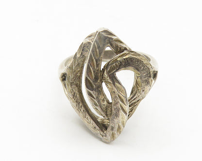925 Sterling Silver  Vintage Dark Tone Diamond Cut Band Ring Sz 6  RG11424