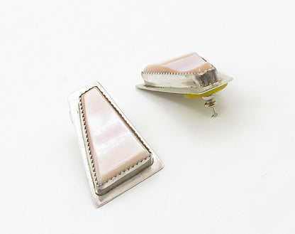 P. LEE NAVAJO 925 Silver  Vintage Pink Mother Of Pearl Drop Earrings  EG8310