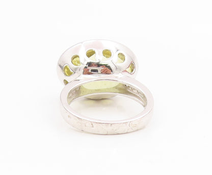 925 Sterling Silver Vintage Ring Large Lemon Citrine & CZ Band  Sz 9  RG34436