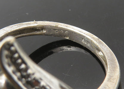 925 Sterling Silver  Vintage Genuine Diamonds Heart Band Ring Sz 7  RG22263