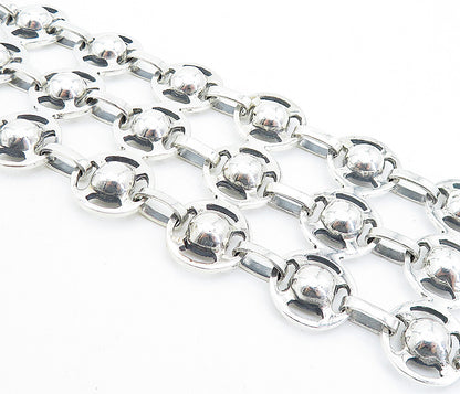 925 Sterling Silver Shiny Round Dome Link Multi Strand Chain Bracelet BT2380