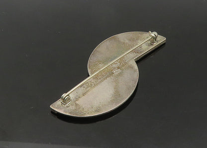 GFMW 925 Sterling Silver  Vintage Fire Opal & Black Onyx Brooch Pin  BP8497