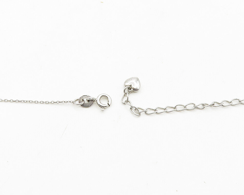 925 Sterling Silver  Genuine Black Diamonds Heartbeat Chain Necklace  NE3018
