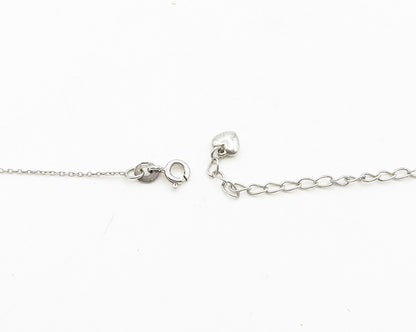 925 Sterling Silver  Genuine Black Diamonds Heartbeat Chain Necklace  NE3018