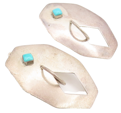 925 Sterling Silver Vintage Southwestern Turquoise & Ring Earrings EG12725