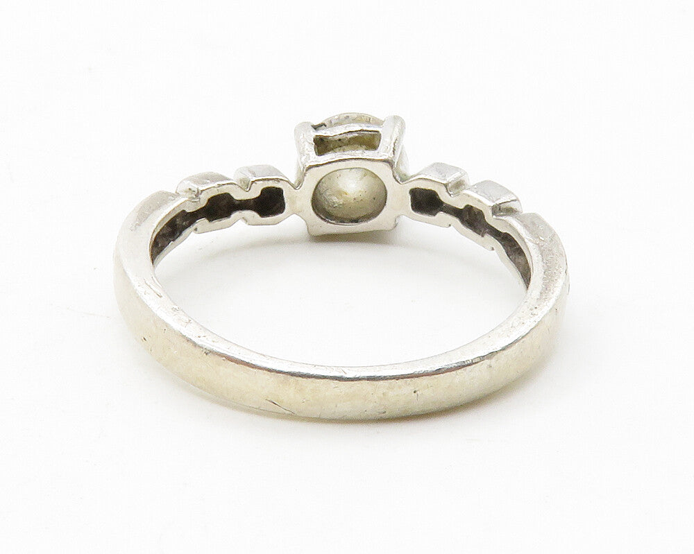 ROSS SIMON 925 Silver  Cubic Zirconia Solitaire With Accents Ring Sz 7 RG13317