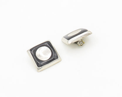 MEXICO 925 Sterling Silver  Vintage Black Onyx Non Pierce Earrings  EG9356