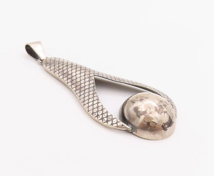 925 Sterling Silver Vintage Pendant POLAND Textured Celestial Globe  PT24903