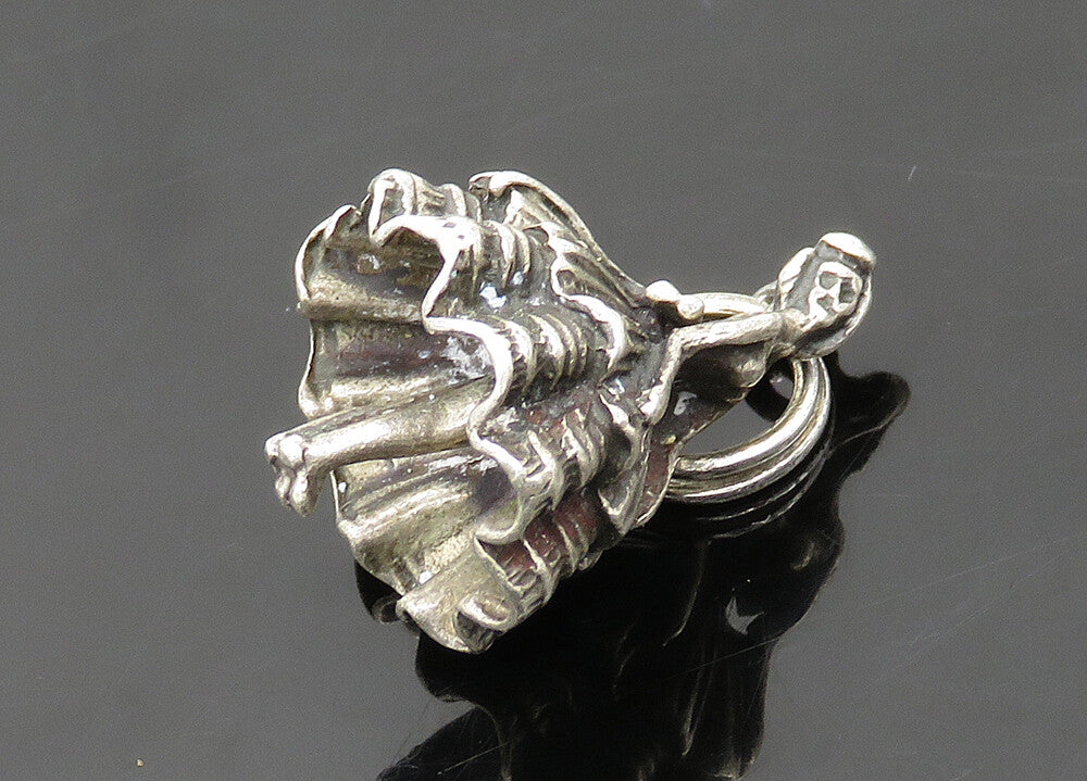 925 Sterling Silver  Vintage Petite Woman In Dress Dark Tone Pendant  PT16862