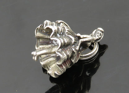 925 Sterling Silver  Vintage Petite Woman In Dress Dark Tone Pendant  PT16862