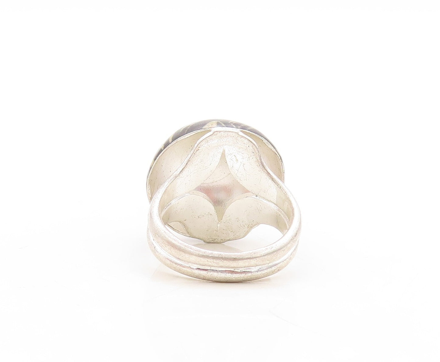 925 Sterling Silver Vintage Ring Design Enameled Solid Dome  Sz 7  RG29765