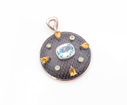 925 Sterling Silver Vintage Pendant CHI BY FALCHI Peridot Citrine Topaz  PT24141