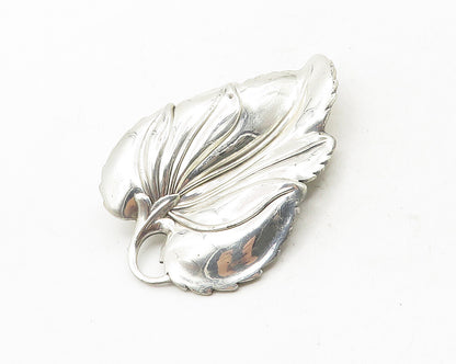 DANECRAFT 925 Sterling Silver  Vintage Shiny Floral Leaf Brooch Pin  BP4131