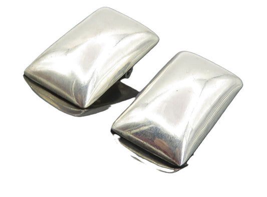 925 Sterling Silver  Vintage Shiny Square Non Pierce Drop Earrings  EG4546