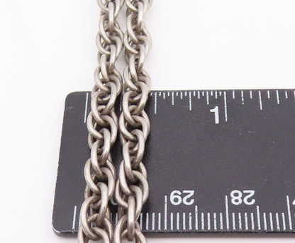 925 Sterling Silver Vintage Necklace Modernist Double Strand Long Chain  NE4828