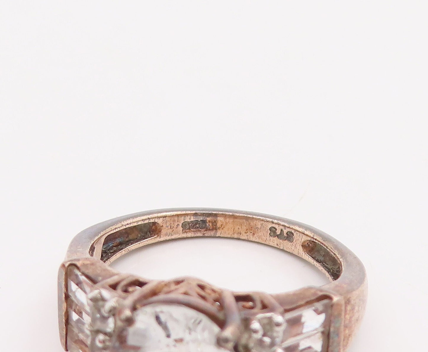 925 Sterling Silver Vintage Ring Multi Shape Cut Topaz  Sz 6  RG28866