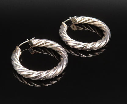 925 Sterling Silver  Vintage Fancy Polished Twisted Hoop Earrings  EG12048