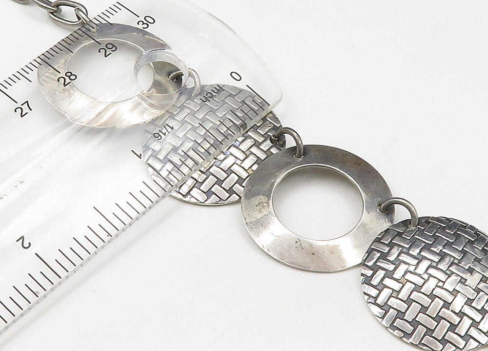 925 Sterling Silver  Vintage Dark Tone Woven Design Chain Necklace  NE3663