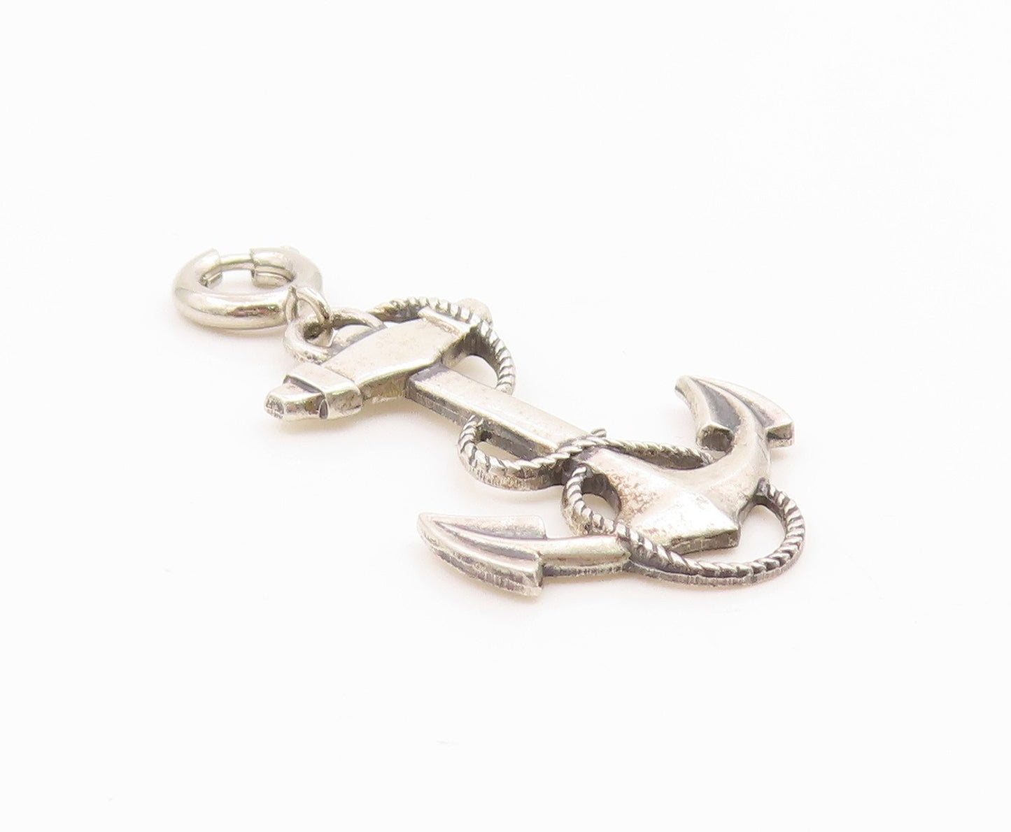 925 Sterling Silver Vintage Pendant Etched Nautical Marine Anchor Charm  PT25934