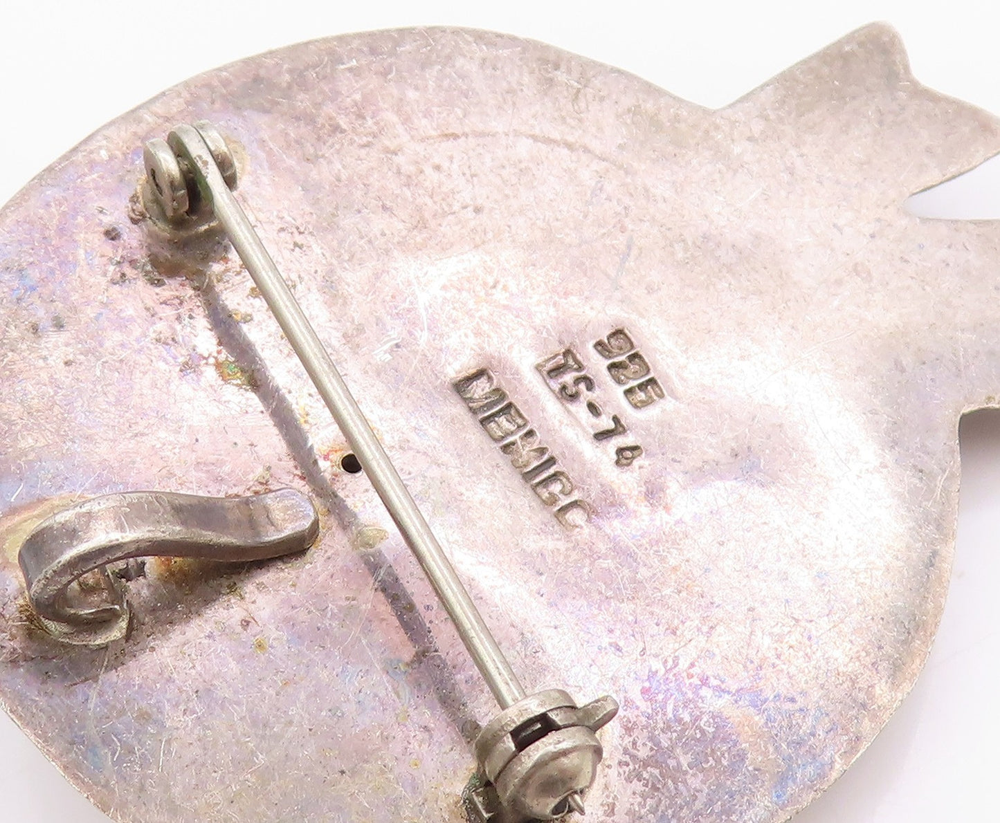 925 Sterling Silver Vintage Brooch MEXICO Etched Floral Hat With Ribbon  BP11816