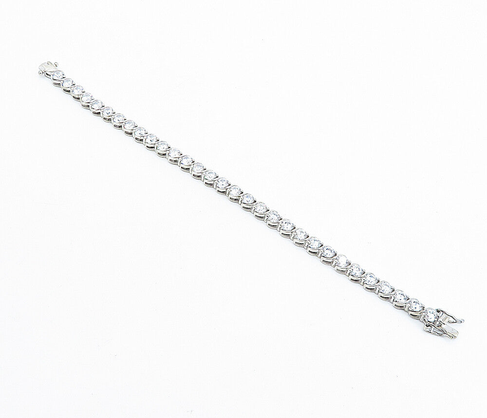 925 Sterling Silver  Sparkling Cubic Zirconia Swirl Tennis Bracelet  BT1804