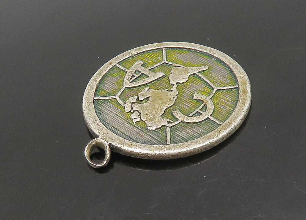 925 Sterling Silver  Vintage Dark Tone CA Initials Map Pendant  PT19438