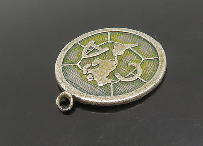 925 Sterling Silver  Vintage Dark Tone CA Initials Map Pendant  PT19438