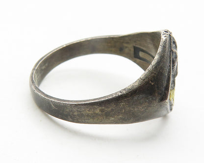 925 Sterling Silver  Vintage Antique Boy Scouts USA Band Ring Sz 6  RG11545