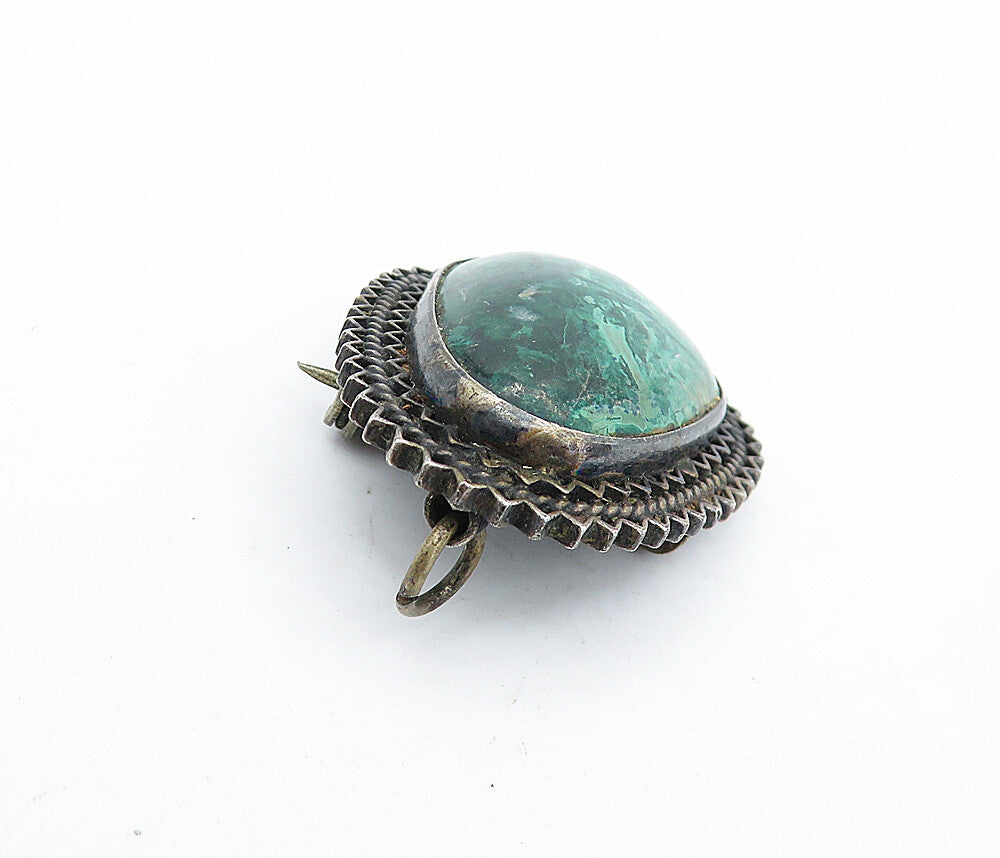925 Sterling Silver  Vintage Eilat Dark Tone Wavy Bordered Brooch Pin  BP1643