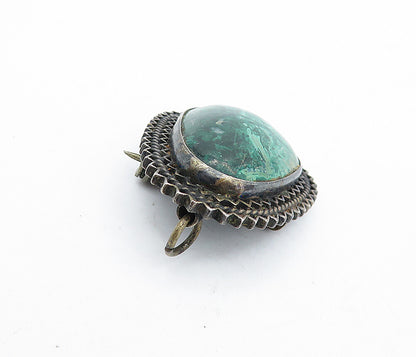 925 Sterling Silver  Vintage Eilat Dark Tone Wavy Bordered Brooch Pin  BP1643