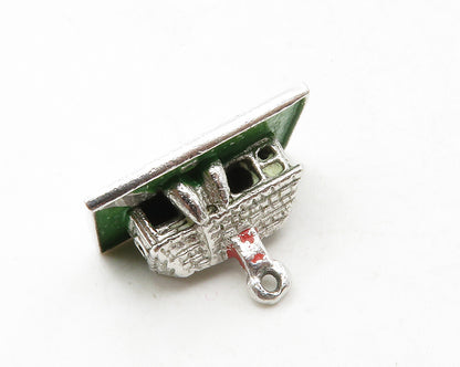 925 Sterling Silver  Vintage Enamel Detail House & Lawn Motif Pendant  PT10045