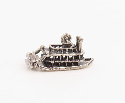 925 Sterling Silver Vintage Pendant Miniature Paddle Wheel Steamboat  PT25696
