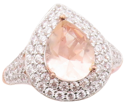 925 Sterling Silver Vintage Ring Rose Gold Plated Drop 2 Tone CZ  Sz 7  RG29321