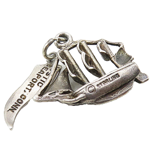 925 Sterling Silver  Vintage Petite Dark Tone Sail Boat Motif Pendant  PT6805