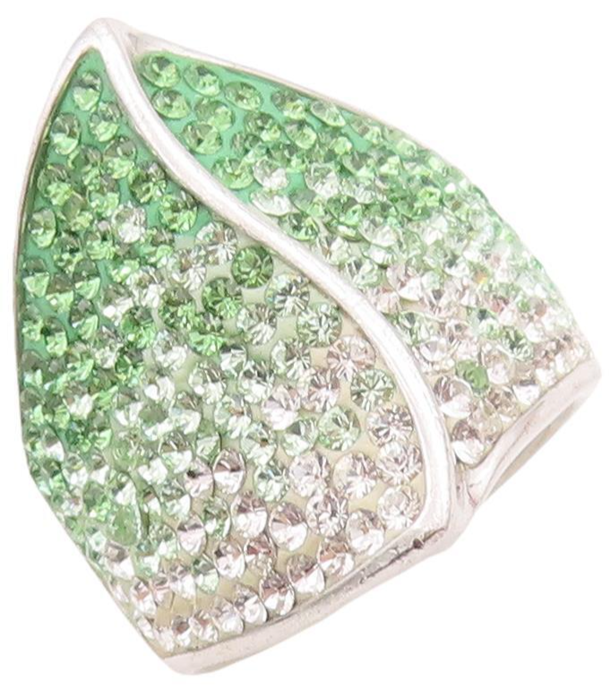 925 Sterling Silver Vintage Ring Green Rhinestone Inlay Sz 6.5 RG28618