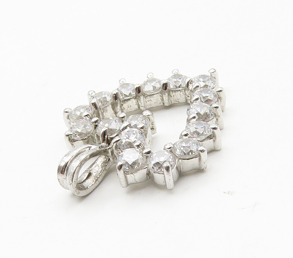 925 Sterling Silver Sparkling Cubic Zirconia Love Heart Pendant  PT12781