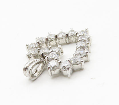925 Sterling Silver Sparkling Cubic Zirconia Love Heart Pendant  PT12781