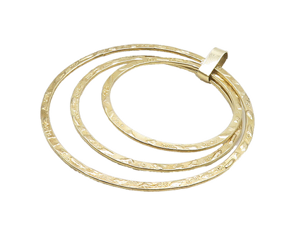 925 Sterling Silver  Shiny Gold Plated Graduated Circles Pendant  PT12627