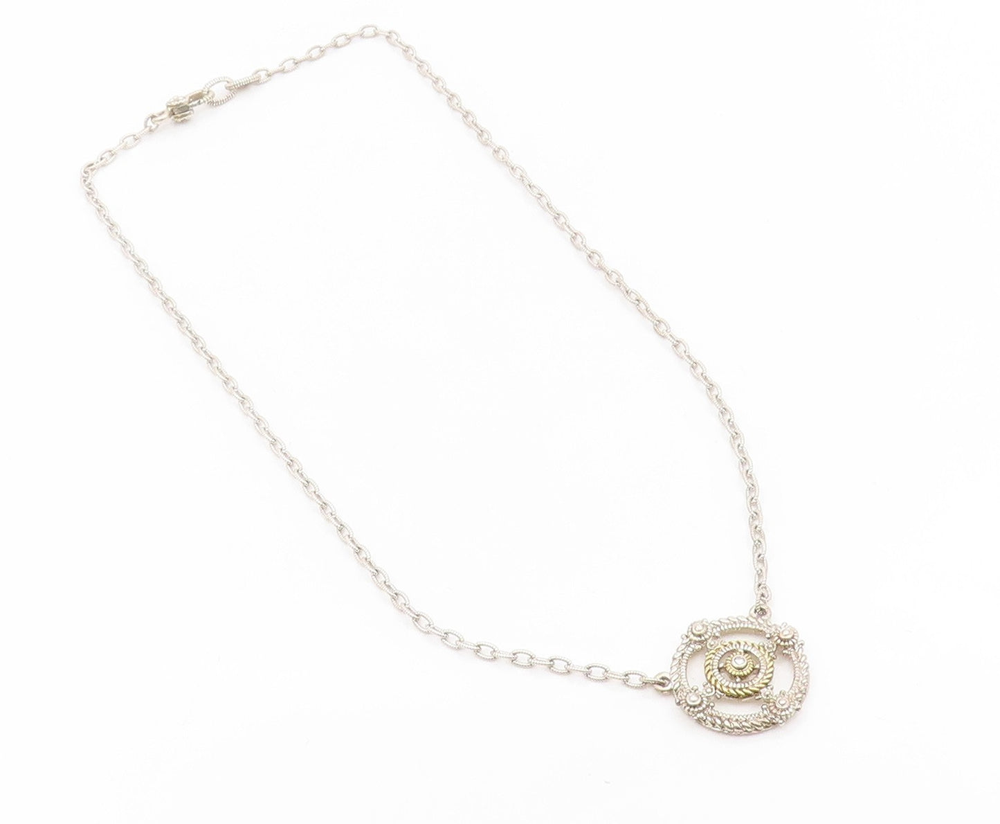 10k Gold & 925 Sterling Silver Vintage Necklace JUDITH RIPKA CZ Chain  NE4853
