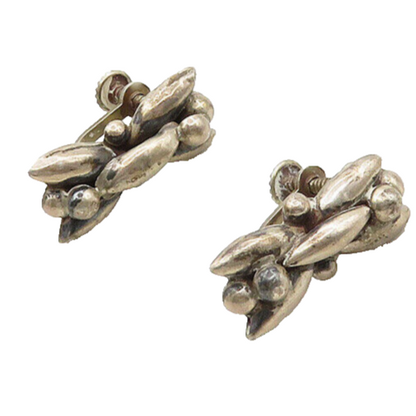 MEXICO 925 Sterling Silver  Vintage Dark Tone Non Pierce Earrings  EG9690