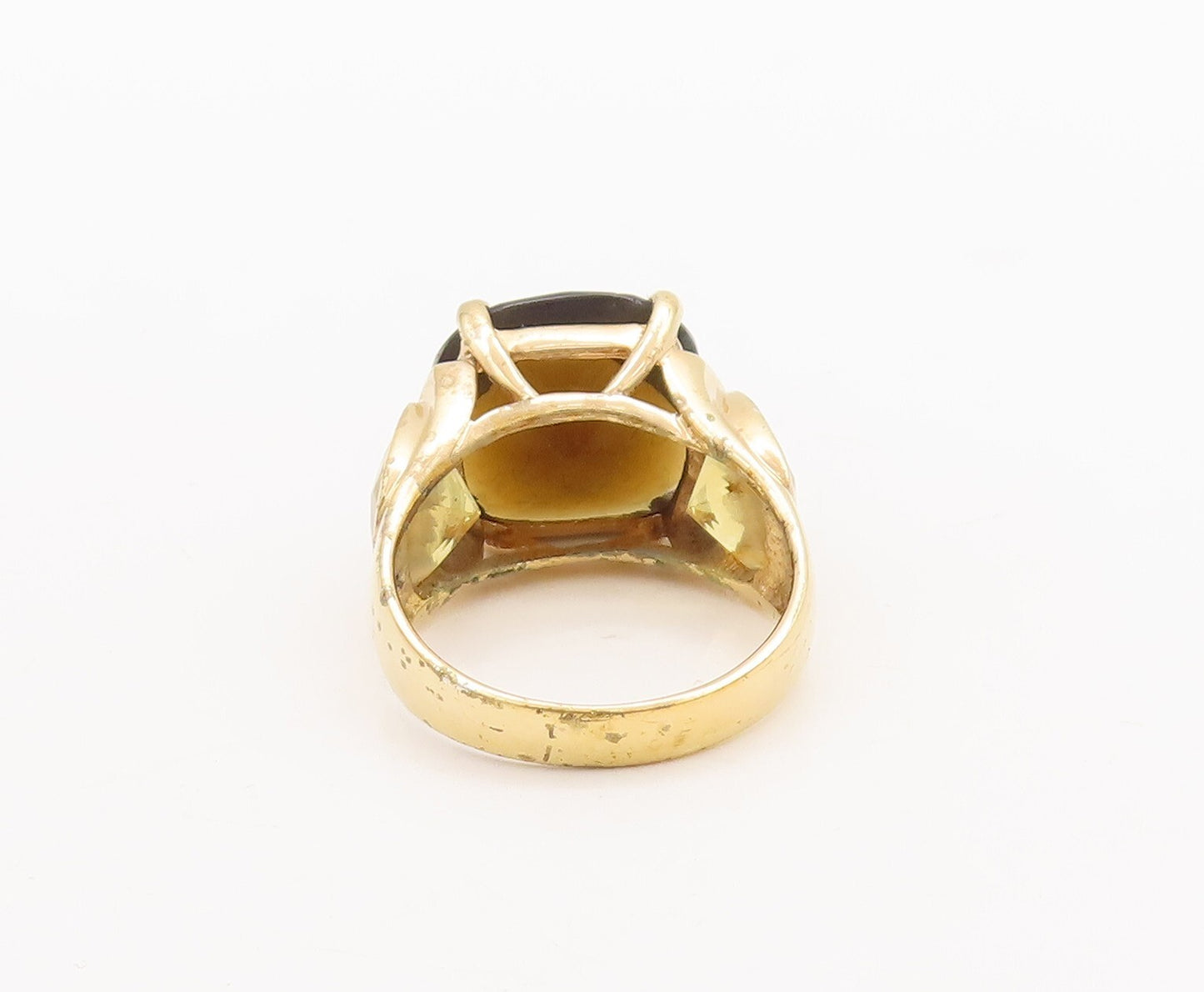 925 Sterling Silver Vintage Ring Rose Plated Smoky Quartz & Citrine Sz 8 RG29586
