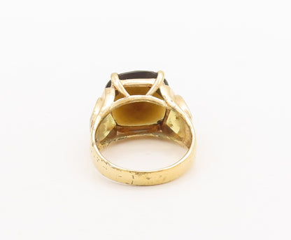 925 Sterling Silver Vintage Ring Rose Plated Smoky Quartz & Citrine Sz 8 RG29586