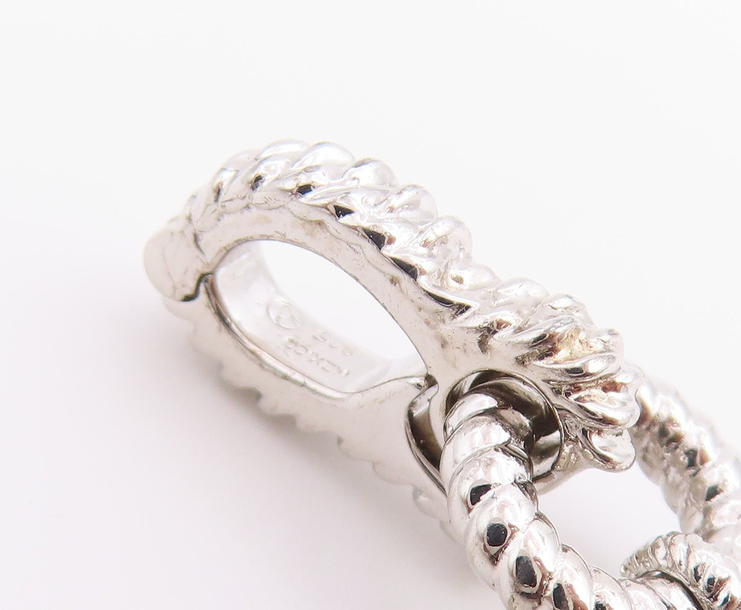 925 Sterling Silver Vintage Pendant Faceted Quartz Twisted Rope Drop  PT26527