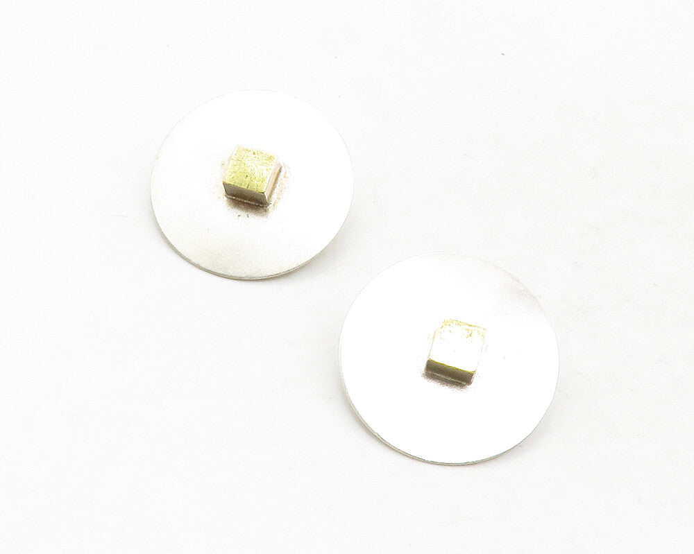 925 Silver & 20K GOLD  Vintage Modernist Two Tone Non Pierce Earrings  EG6538