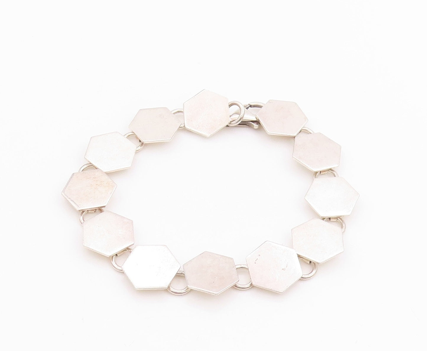 925 Sterling Silver Vintage Bracelet Minimalist Honeycomb Design Cutout  BT11308