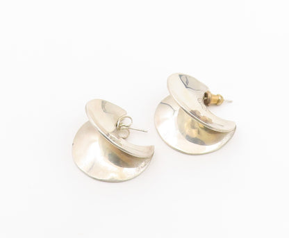 925 Sterling Silver Vintage Earrings Modernist Folded Crescent Moons  EG14414