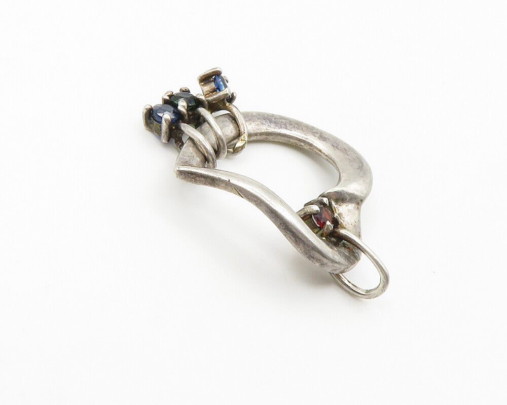 LENOX 925 Sterling Silver  Vintage Topaz & Garnet Love Heart Pendant  PT11456