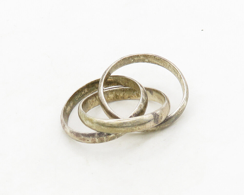 925 Sterling Silver  Vintage Minimalist 3 Band Rolling Ring Sz 7  RG19531