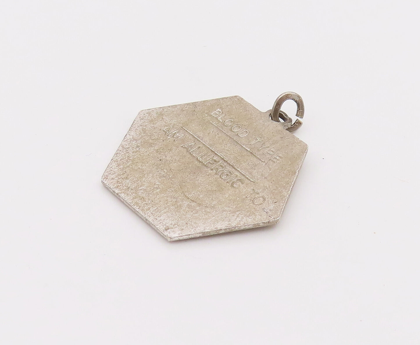 925 Sterling Silver  Vintage Mini Medical Alert Blood Allergy Pendant  PT22150